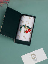 Red Cherries on Branch Brooch - TOSSIDO