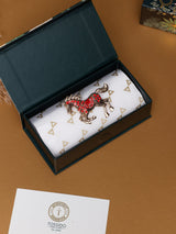 Red Crystal Running Horse Brooch - TOSSIDO