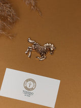Red Crystal Running Horse Brooch - TOSSIDO