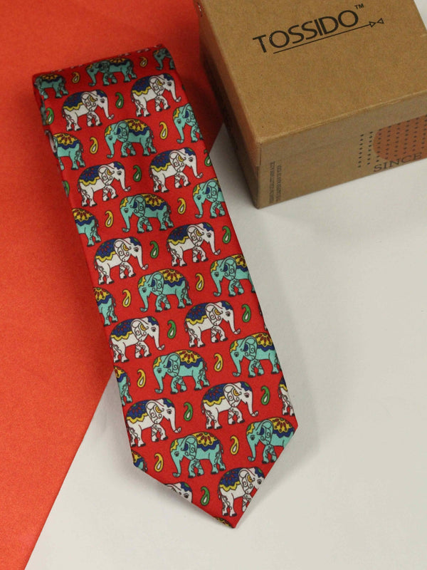 Red Elephant Necktie - TOSSIDO