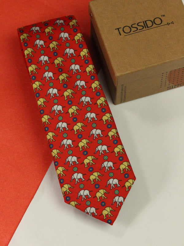 Red Elephant Necktie - TOSSIDO