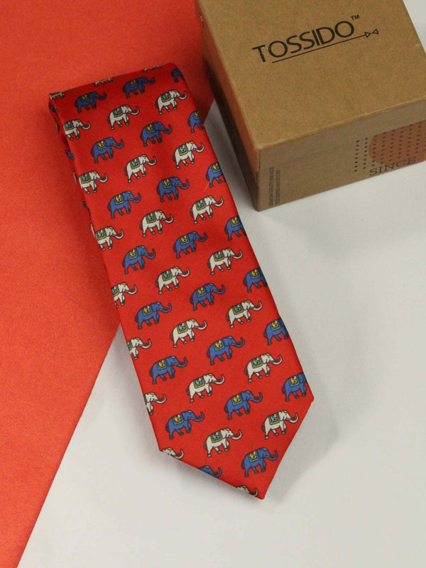 Red Elephant Necktie - TOSSIDO