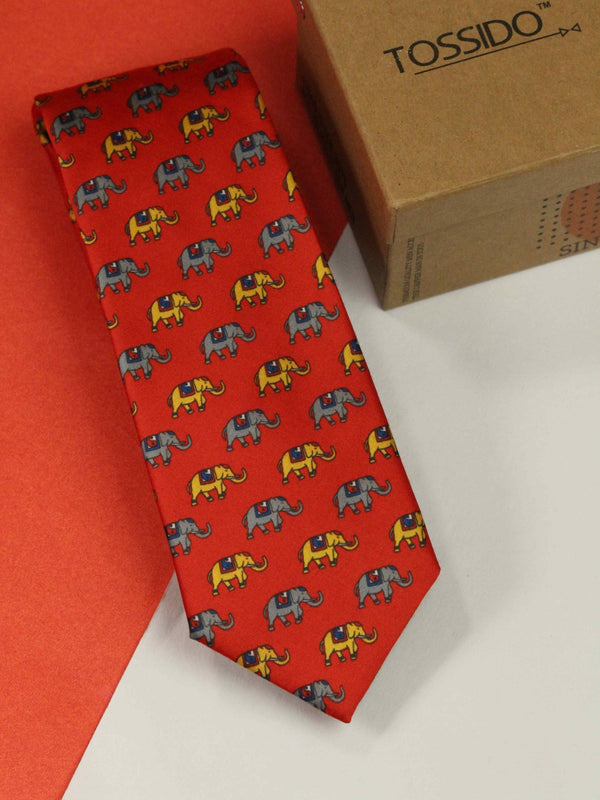 Red Elephant Necktie - TOSSIDO