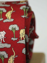 Red Elephant Printed Silk Necktie - TOSSIDO