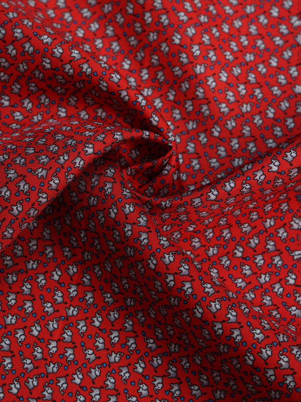 Red Elephant Silk Pocket Square - TOSSIDO