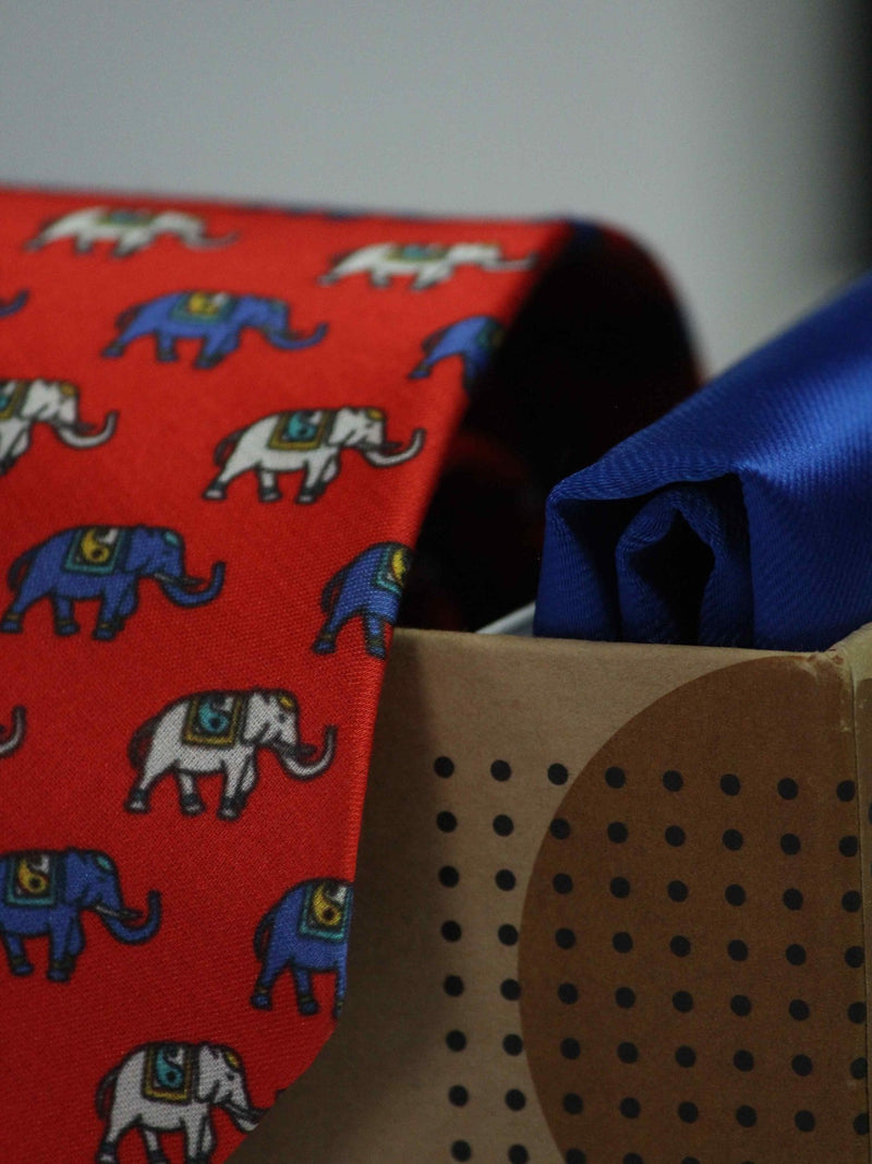 Red Elephant Tie & Hanky Set - TOSSIDO