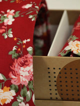 Red Floral Necktie & Pocket Square Giftset - TOSSIDO