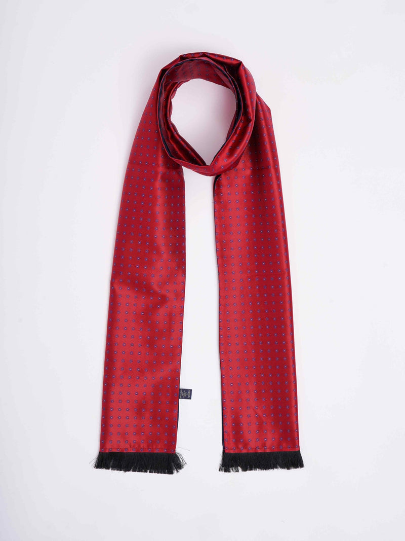 Red Floral Reversible Stole & Pocket Square Set - TOSSIDO