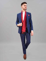 Red Floral Reversible Stole & Pocket Square Set - TOSSIDO
