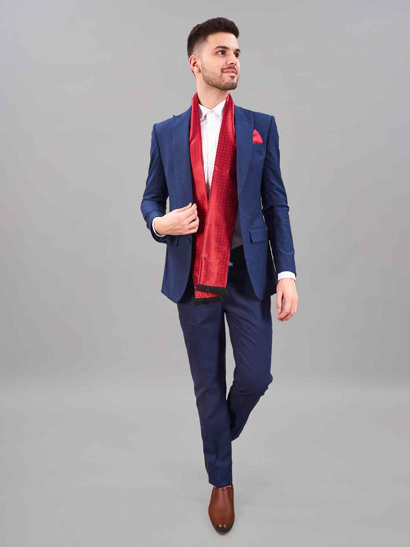 Red Floral Reversible Stole & Pocket Square Set - TOSSIDO