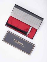 Red Floral Reversible Stole & Pocket Square Set - TOSSIDO