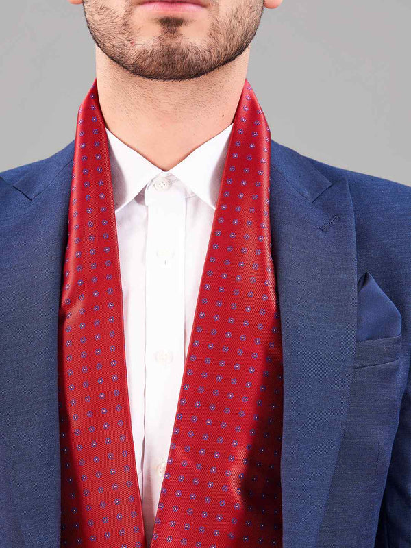 Red Floral Reversible Stole & Pocket Square Set - TOSSIDO