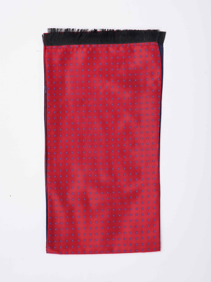 Red Floral Reversible Stole & Pocket Square Set - TOSSIDO