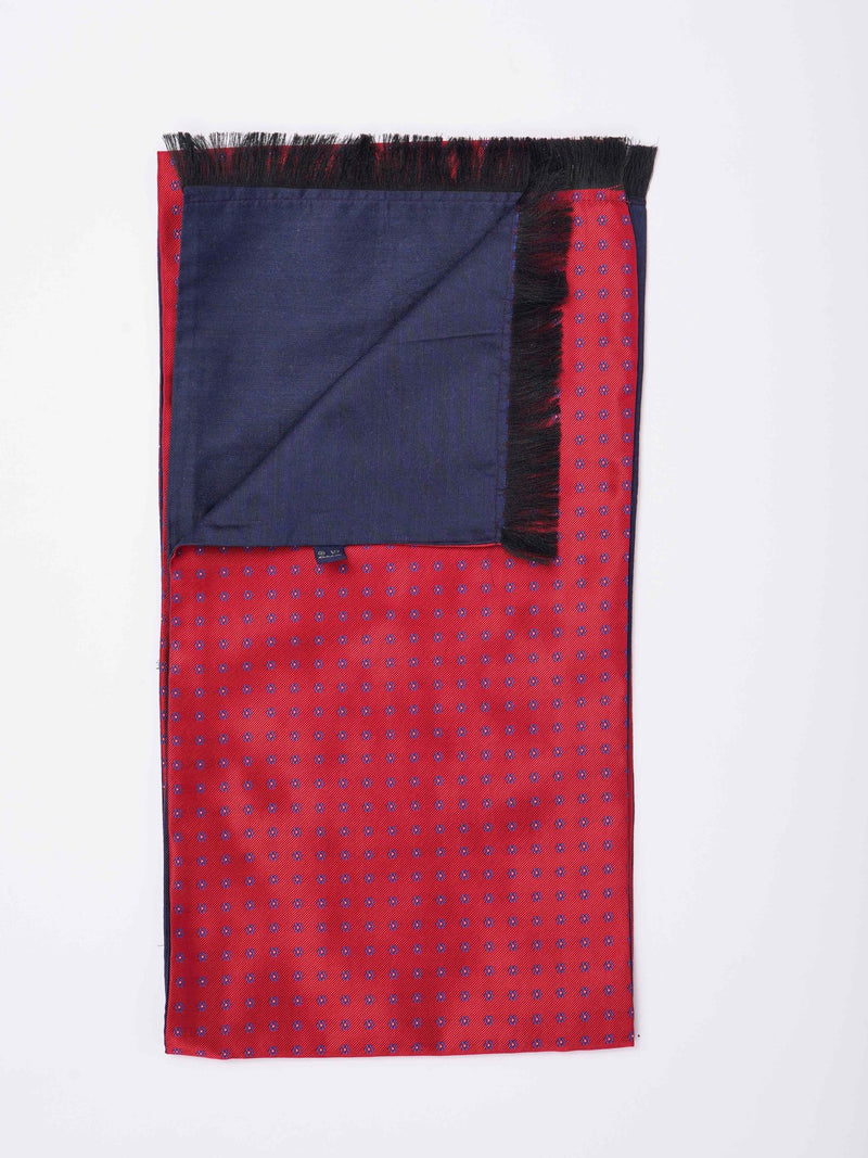 Red Floral Reversible Stole & Pocket Square Set - TOSSIDO