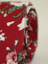 Red Floral Skinny Necktie - TOSSIDO