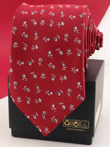 Red Floral Woven Necktie - TOSSIDO