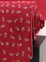 Red Floral Woven Necktie - TOSSIDO