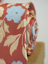 Red Floral Woven Necktie - TOSSIDO
