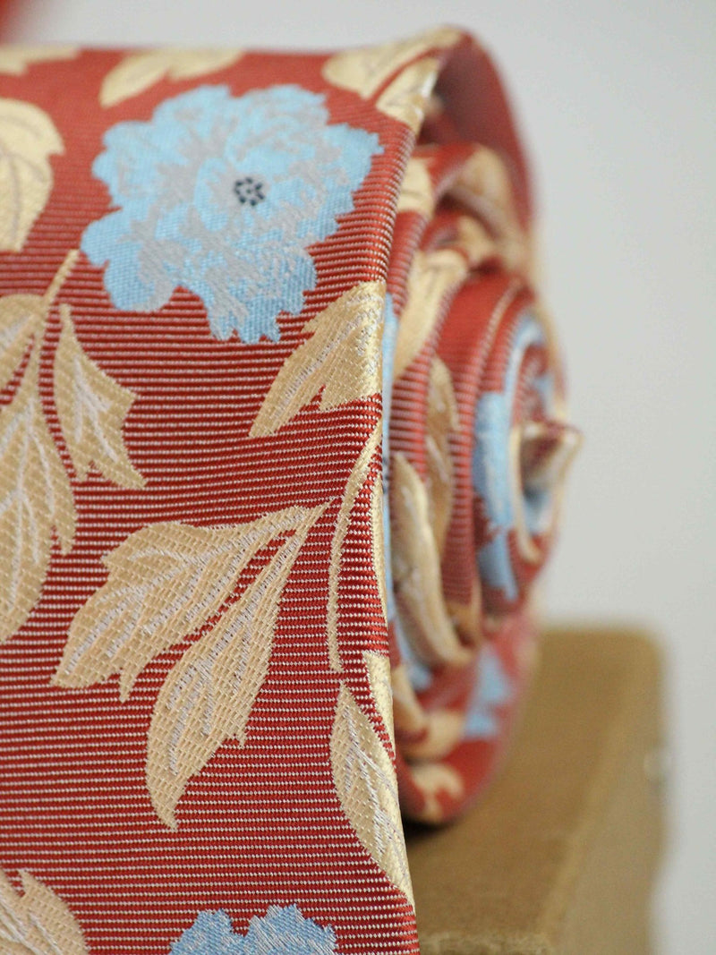 Red Floral Woven Necktie - TOSSIDO