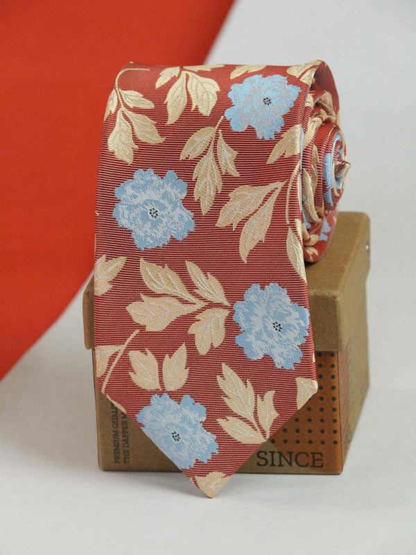 Red Floral Woven Necktie - TOSSIDO