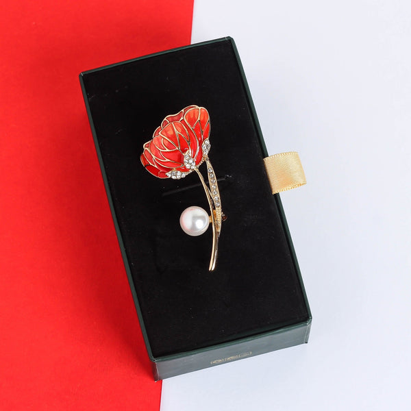 Red Flower Brooch - TOSSIDO