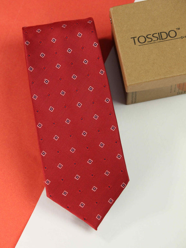 Red Geometric Broad Necktie - TOSSIDO