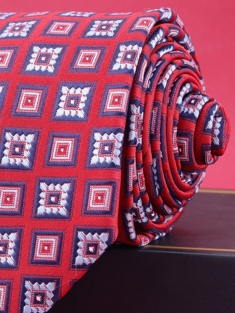 Red Geometric Broad Necktie - TOSSIDO