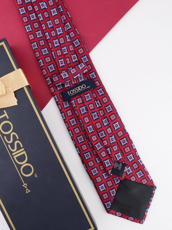Red Geometric Broad Necktie - TOSSIDO