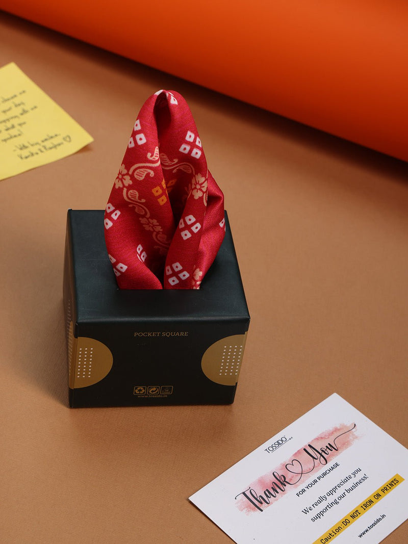 Red Geometric Pocket Square - TOSSIDO