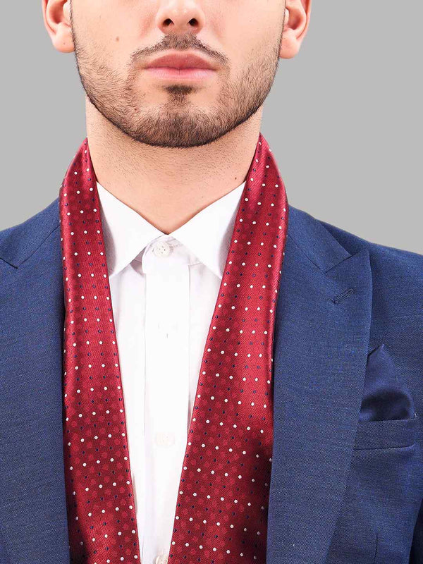 Red Geometric Reversible Stole & Pocket Square Set - TOSSIDO