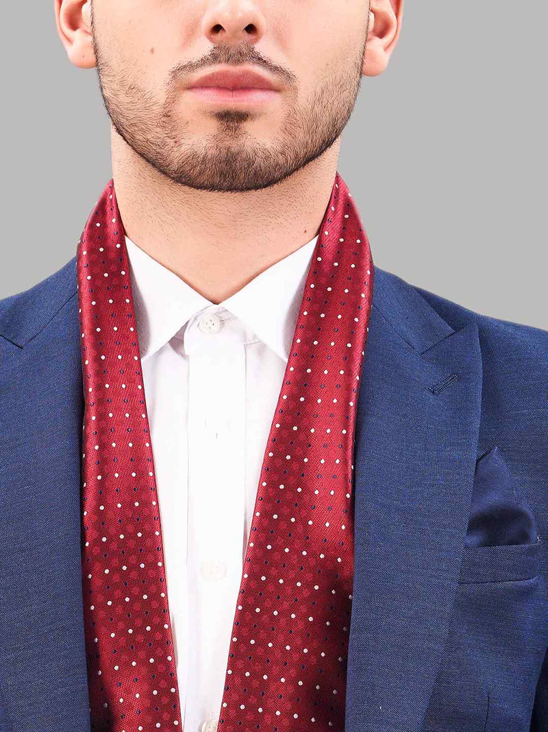 Red Geometric Reversible Stole & Pocket Square Set - TOSSIDO