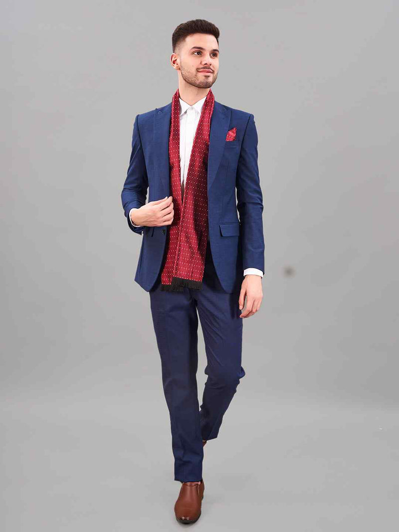 Red Geometric Reversible Stole & Pocket Square Set - TOSSIDO