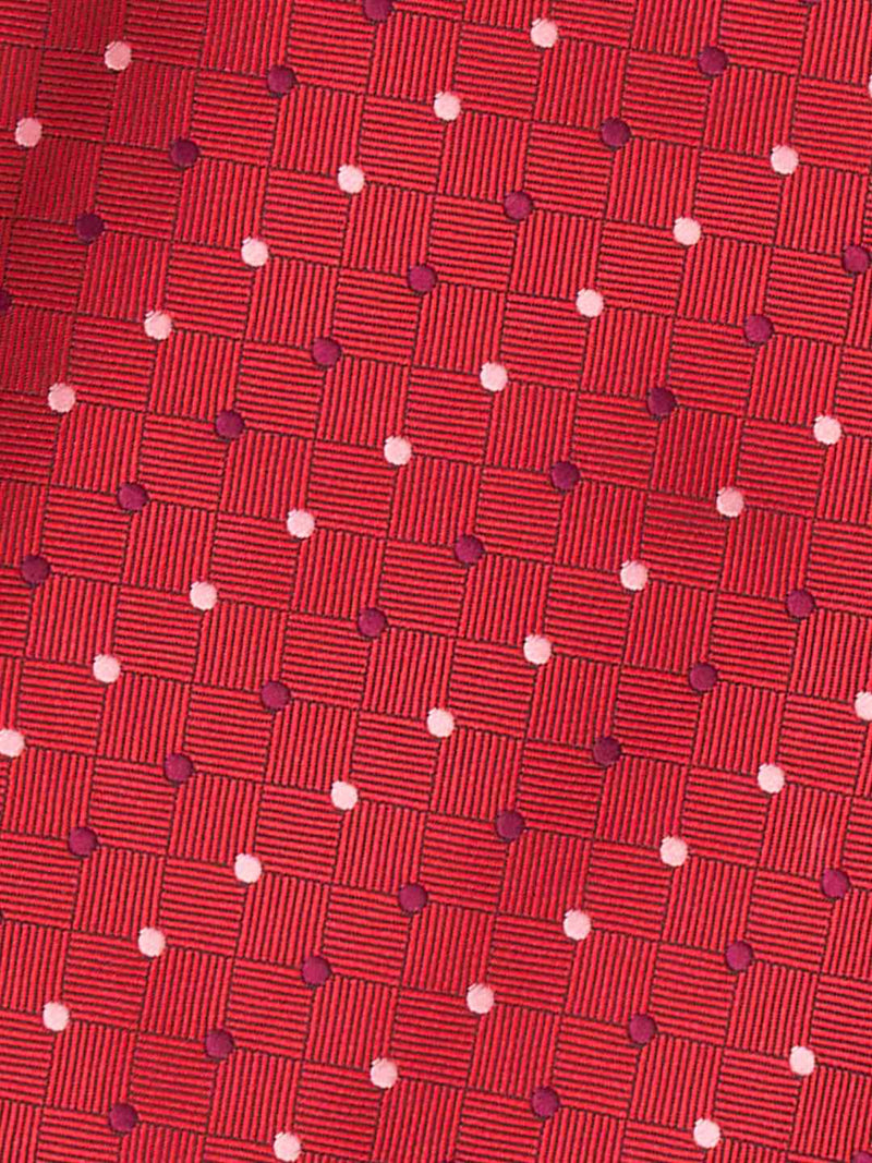Red Geometric Woven Cravat & Pocket Square Set - TOSSIDO
