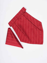Red Geometric Woven Cravat & Pocket Square Set - TOSSIDO