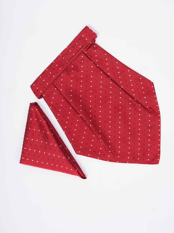 Red Geometric Woven Cravat & Pocket Square Set - TOSSIDO