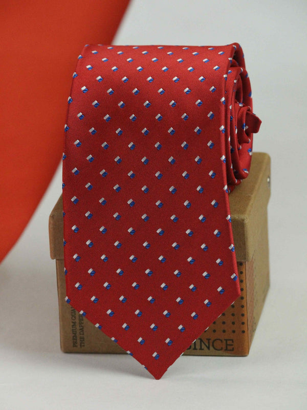 Red Geometric Woven Necktie - TOSSIDO