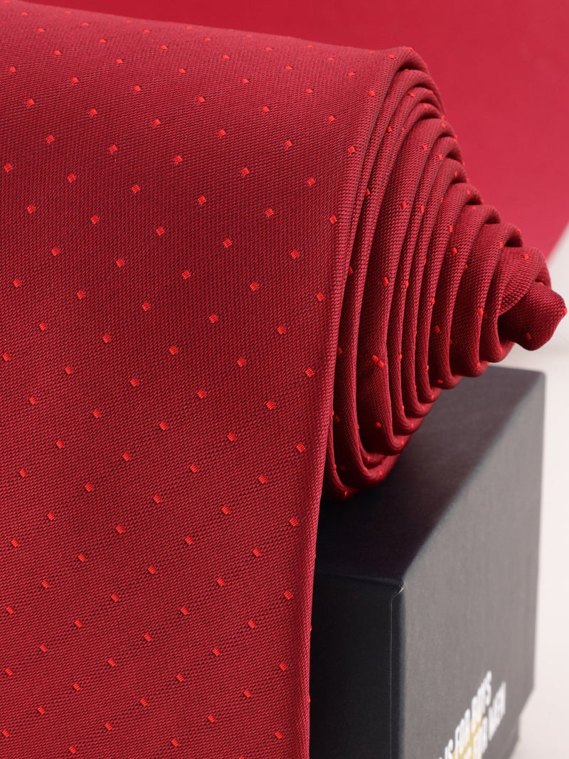 Red Geometric Woven Necktie - TOSSIDO