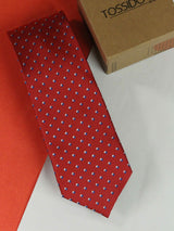 Red Geometric Woven Necktie - TOSSIDO