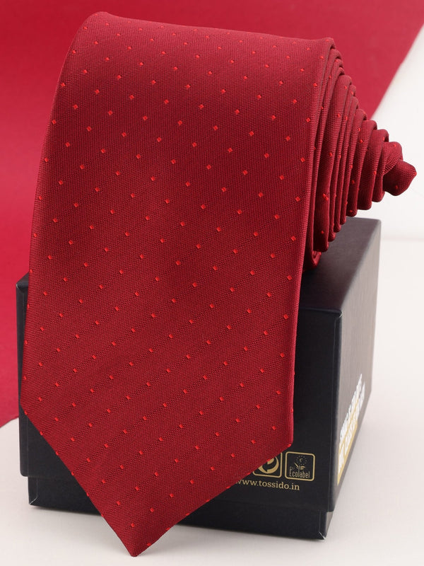 Red Geometric Woven Necktie - TOSSIDO