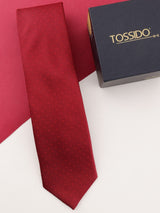 Red Geometric Woven Necktie - TOSSIDO