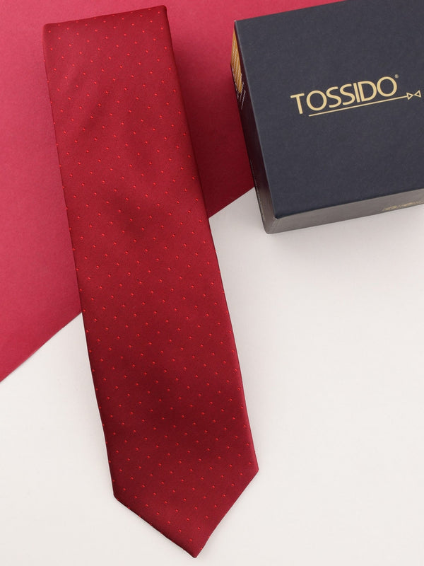 Red Geometric Woven Necktie - TOSSIDO