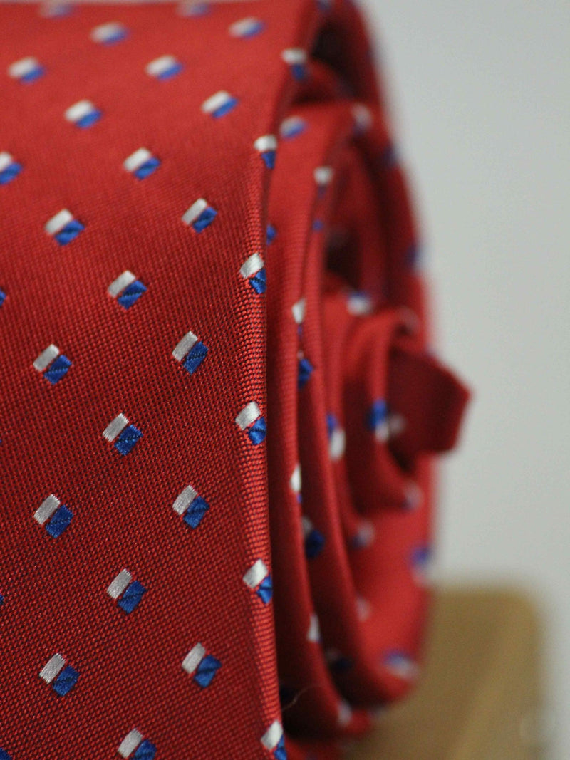 Red Geometric Woven Necktie - TOSSIDO