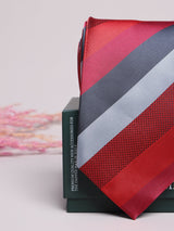 Red & Grey Stripe Necktie - TOSSIDO