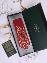 Red Hand - Painted Woven Necktie - Floral Pattern - TOSSIDO