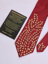 Red Hand - Painted Woven Necktie - Floral Pattern - TOSSIDO