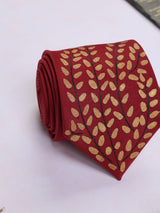 Red Hand - Painted Woven Necktie - Floral Pattern - TOSSIDO