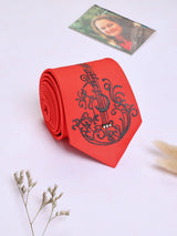 Red Hand - Painted Woven Necktie - Guitar - TOSSIDO
