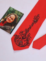 Red Hand - Painted Woven Necktie - Guitar - TOSSIDO