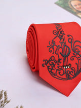 Red Hand - Painted Woven Necktie - Guitar - TOSSIDO