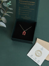 Red Horseshoe Pendant Necklace